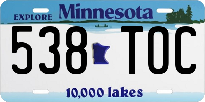 MN license plate 538TOC