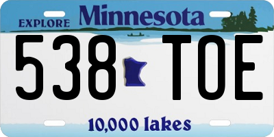 MN license plate 538TOE