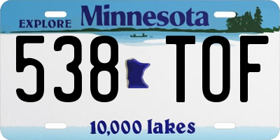 MN license plate 538TOF
