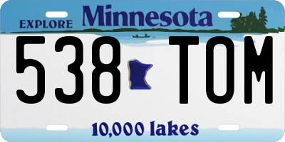 MN license plate 538TOM