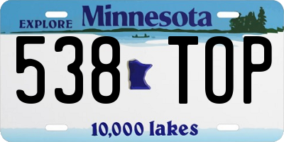 MN license plate 538TOP