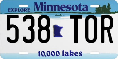 MN license plate 538TOR