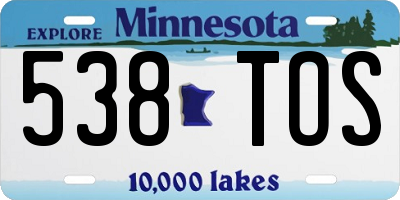 MN license plate 538TOS