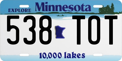 MN license plate 538TOT