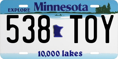 MN license plate 538TOY