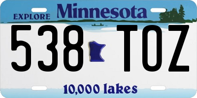 MN license plate 538TOZ