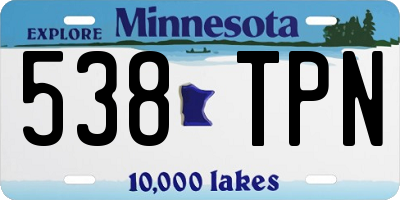 MN license plate 538TPN