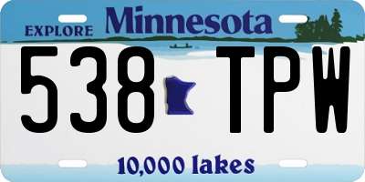 MN license plate 538TPW