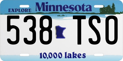 MN license plate 538TSO