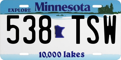 MN license plate 538TSW