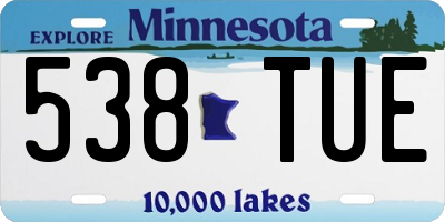 MN license plate 538TUE