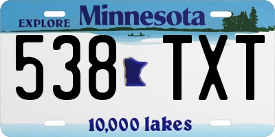 MN license plate 538TXT