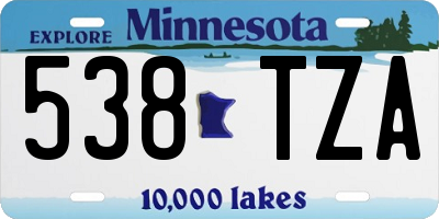 MN license plate 538TZA