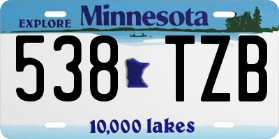 MN license plate 538TZB