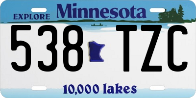 MN license plate 538TZC