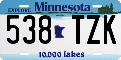 MN license plate 538TZK