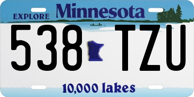 MN license plate 538TZU