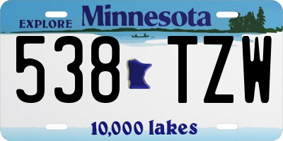 MN license plate 538TZW