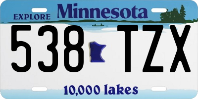 MN license plate 538TZX