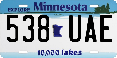 MN license plate 538UAE