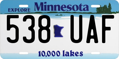 MN license plate 538UAF