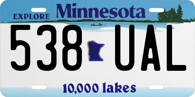 MN license plate 538UAL