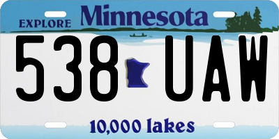 MN license plate 538UAW