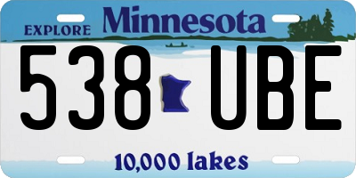 MN license plate 538UBE