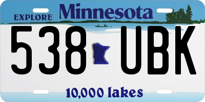 MN license plate 538UBK