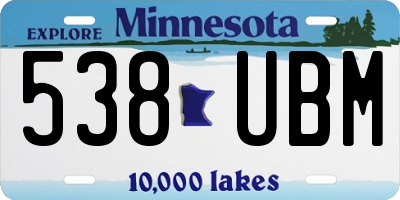 MN license plate 538UBM