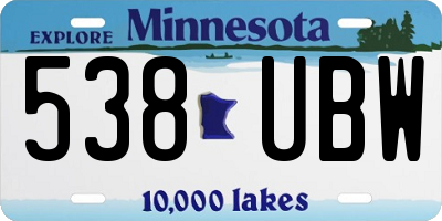 MN license plate 538UBW