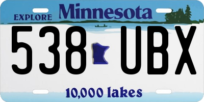 MN license plate 538UBX