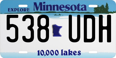 MN license plate 538UDH