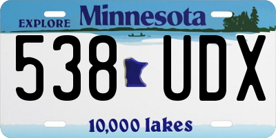 MN license plate 538UDX