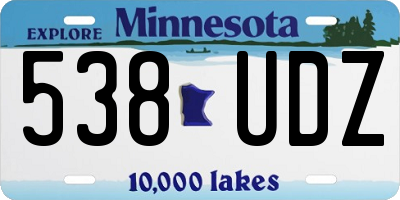 MN license plate 538UDZ