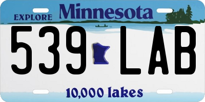 MN license plate 539LAB