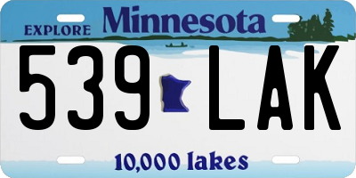 MN license plate 539LAK