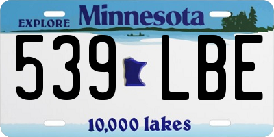 MN license plate 539LBE