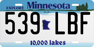 MN license plate 539LBF