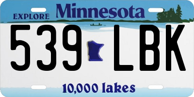 MN license plate 539LBK