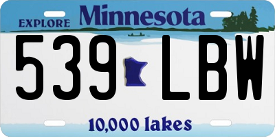 MN license plate 539LBW
