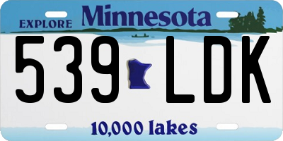 MN license plate 539LDK