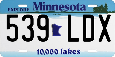 MN license plate 539LDX