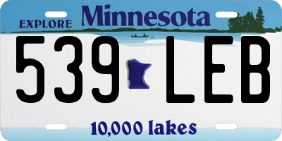 MN license plate 539LEB