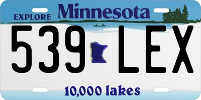 MN license plate 539LEX