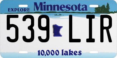 MN license plate 539LIR
