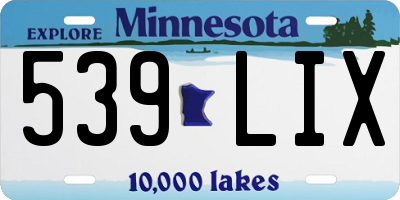 MN license plate 539LIX