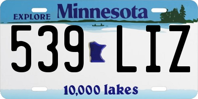 MN license plate 539LIZ