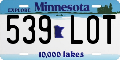 MN license plate 539LOT