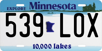 MN license plate 539LOX